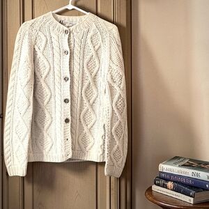 Vtg 60s Joseph Magnin Cableknit Cardigan Sweater Exclusive Italian 100% Wool /S